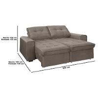 Sofá RBF Móveis Cedro 4 Lugares 242cm Bipartido Retrátil Reclinável - 5