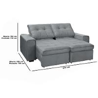 Sofá RBF Móveis Cedro 3 Lugares 212cm Retrátil Reclinável - 5