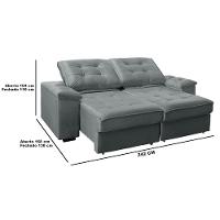 Conjunto Sofá RBF Móveis Ypê 4 Lugares 242cm Bipartido Retrátil Reclinável - 5