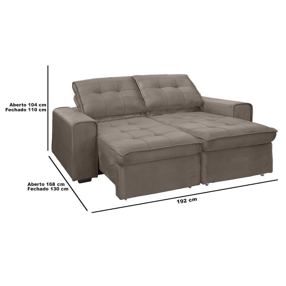 Sofá RBF Móveis Cedro 3 Lugares 192cm Retrátil Reclinável com Rodízios - 5