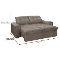 Sofá RBF Móveis Cedro 3 Lugares 192cm Retrátil Reclinável com Rodízios - 5