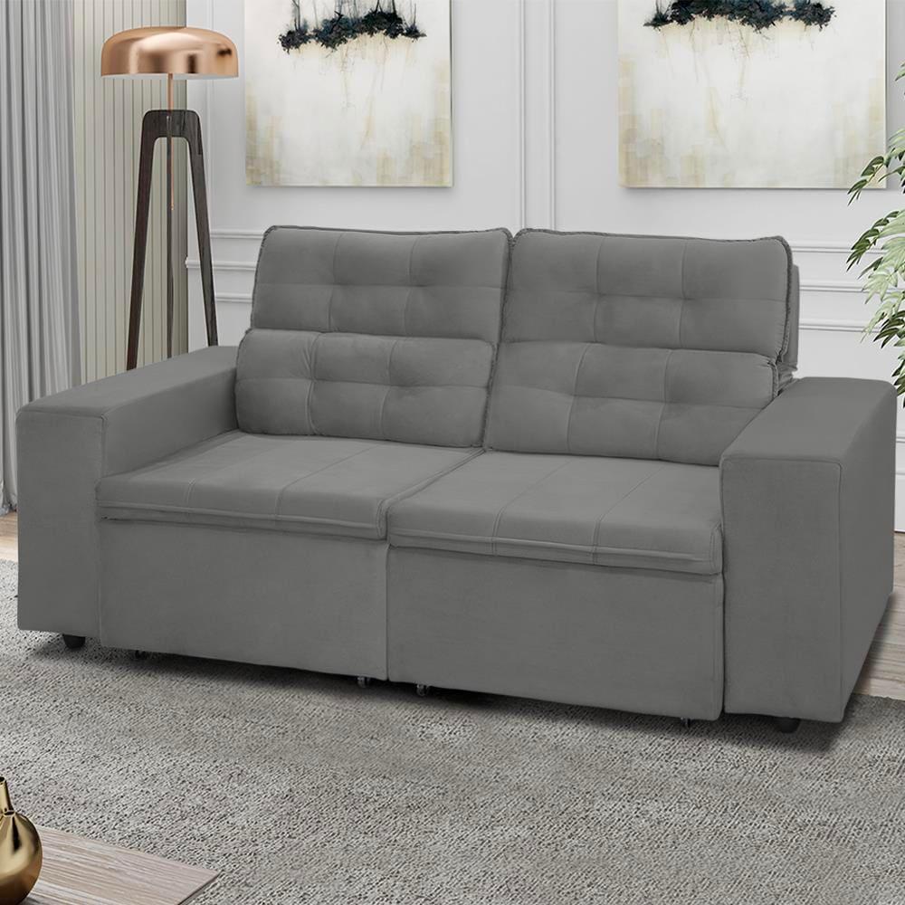 Sofá RBF Móveis Berlin 3 Lugares 202cm Retrátil Reclinável com Rodízios - 1