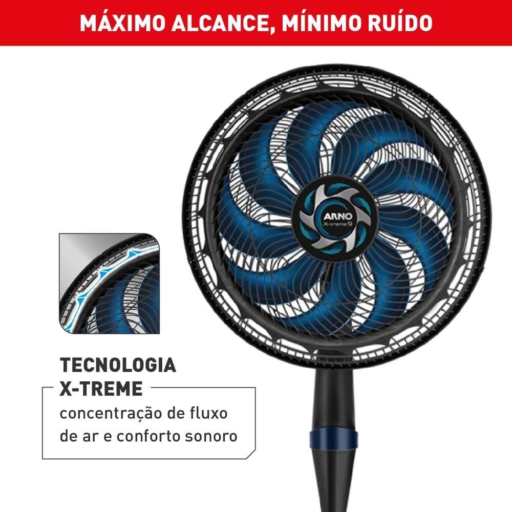 Ventilador de Coluna Arno X-TREME 9 40cm 160W Silencioso Preto e Azul - 3