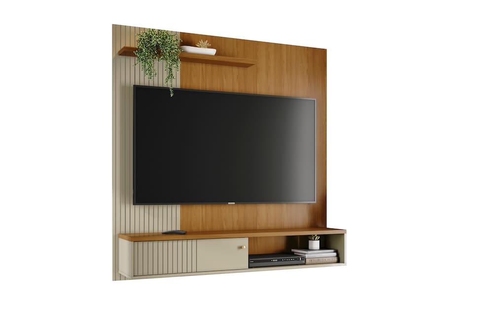 Painel Suspenso para TV Madetec Aurora 160cm Ripado Porta Deslizante - 1