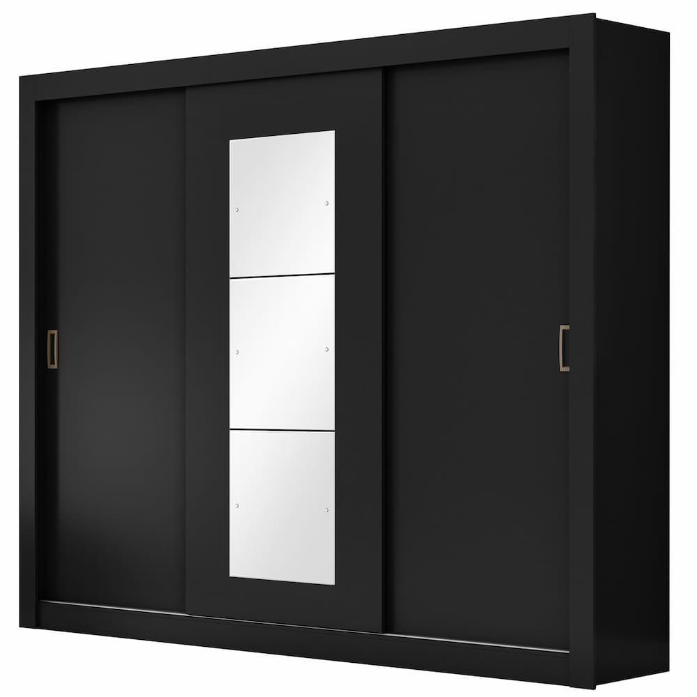 Guarda-Roupa Casal Maxel Residence 208x185x47cm 3 Portas de Correr 4 Gavetas Espelho - 2