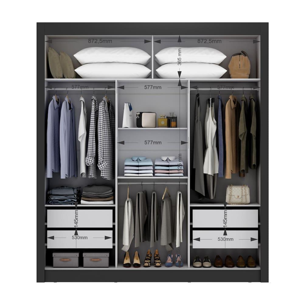 Guarda-Roupa Casal Maxel Residence 208x185x47cm 3 Portas de Correr 4 Gavetas Espelho - 4