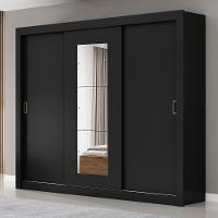 Guarda-Roupa Casal Maxel Residence 208x185x47cm 3 Portas de Correr 4 Gavetas Espelho - 1