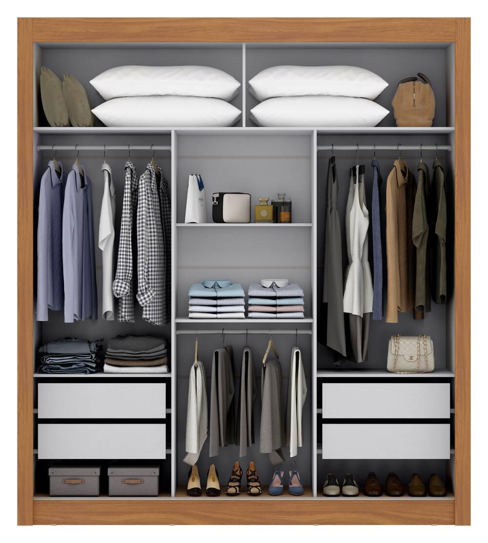 Guarda-Roupa Casal Maxel Móveis Residence 208x185cm 3 Portas de Correr 4 Gavetas - 3