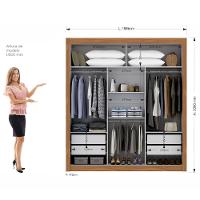 Guarda-Roupa Casal Maxel Móveis Residence 208x185cm 3 Portas de Correr 4 Gavetas