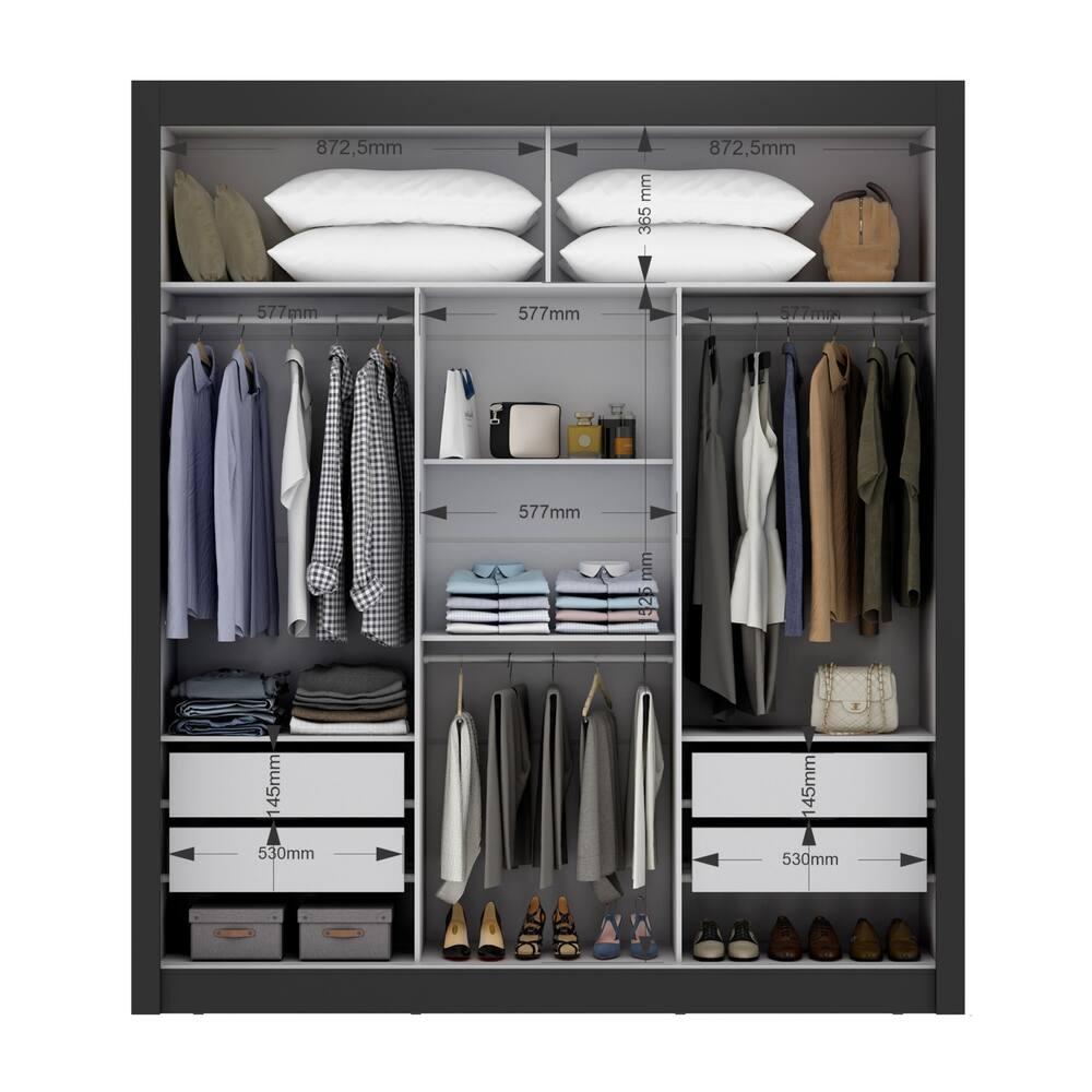 Guarda-Roupa Casal Maxel Móveis Residence 208x185cm 3 Portas de Correr 4 Gavetas - 3