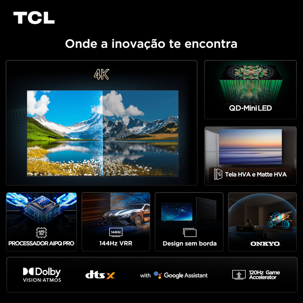 Smart TV 85” 4K TCL 85C6K QD-Mini LED Matte 144Hz Google TV Dolby Vision Atmos - 5