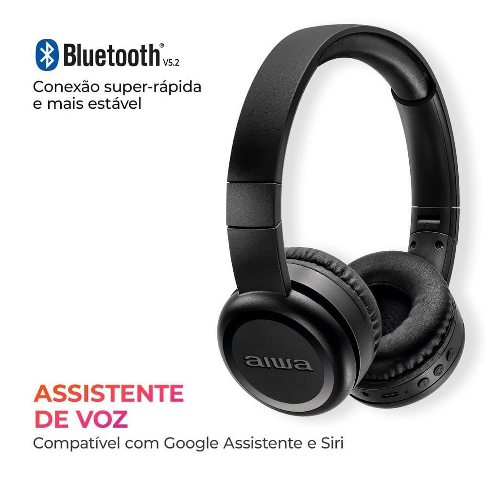 Headphone AIWA HP-03 Bluetooth 100h de Bateria IPX4 Preto - 6