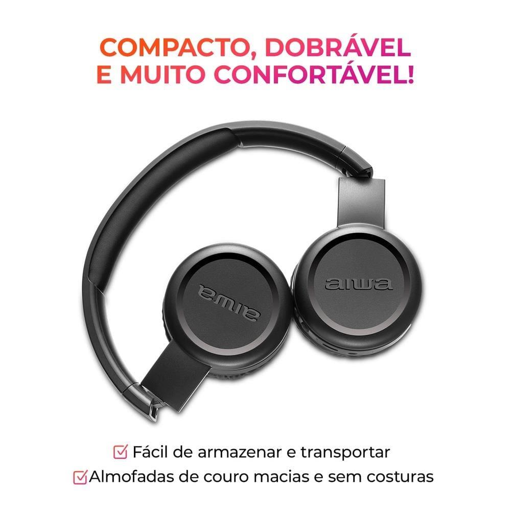 Headphone AIWA HP-03 Bluetooth 100h de Bateria IPX4 Preto - 7