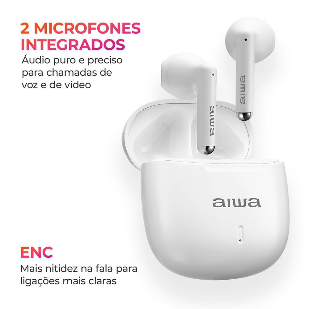 Fone de Ouvido Eardbud AIWA AWS-EB-05-W Bluetooth Cancelamento de Ruído e 24h de Bateria Branco - 6