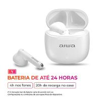 Fone de Ouvido Eardbud AIWA AWS-EB-05-W Bluetooth Cancelamento de Ruído e 24h de Bateria Branco