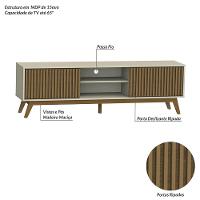 Rack Olivar Fox 180 Ripado Para TV até 65” Porta Deslizante 2 Portas 4 Nichos - 5