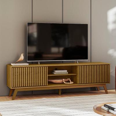 Rack Olivar Fox 180 Ripado Para TV até 65” Porta Deslizante 2 Portas 4 Nichos