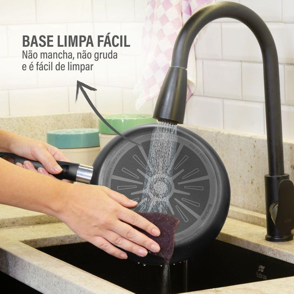 Jogo de Panelas Rochedo Robusta 5 Peças Antiaderente Resist 3X Tampa Vidro Grafite - 7