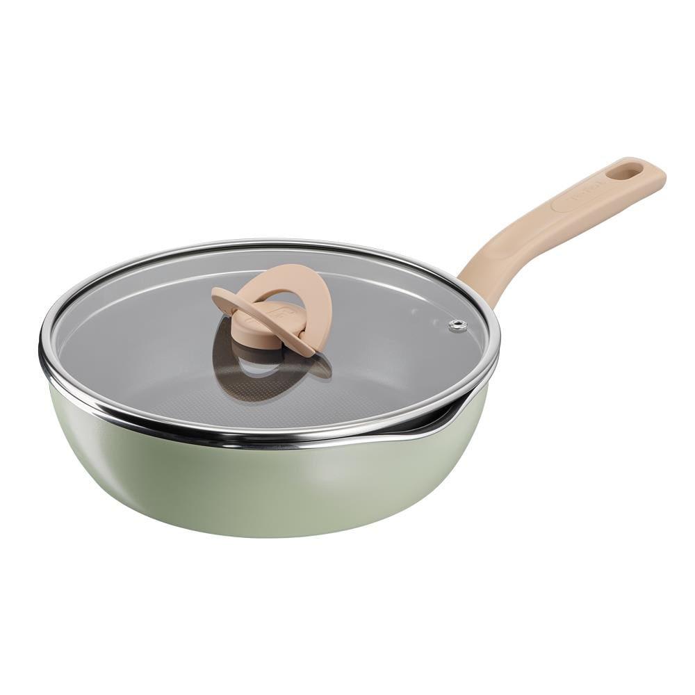 Panela Wok Tefal One Pick Pot 22cm Alumínio Antiaderente Indução Tampa Vidro Verde - 1