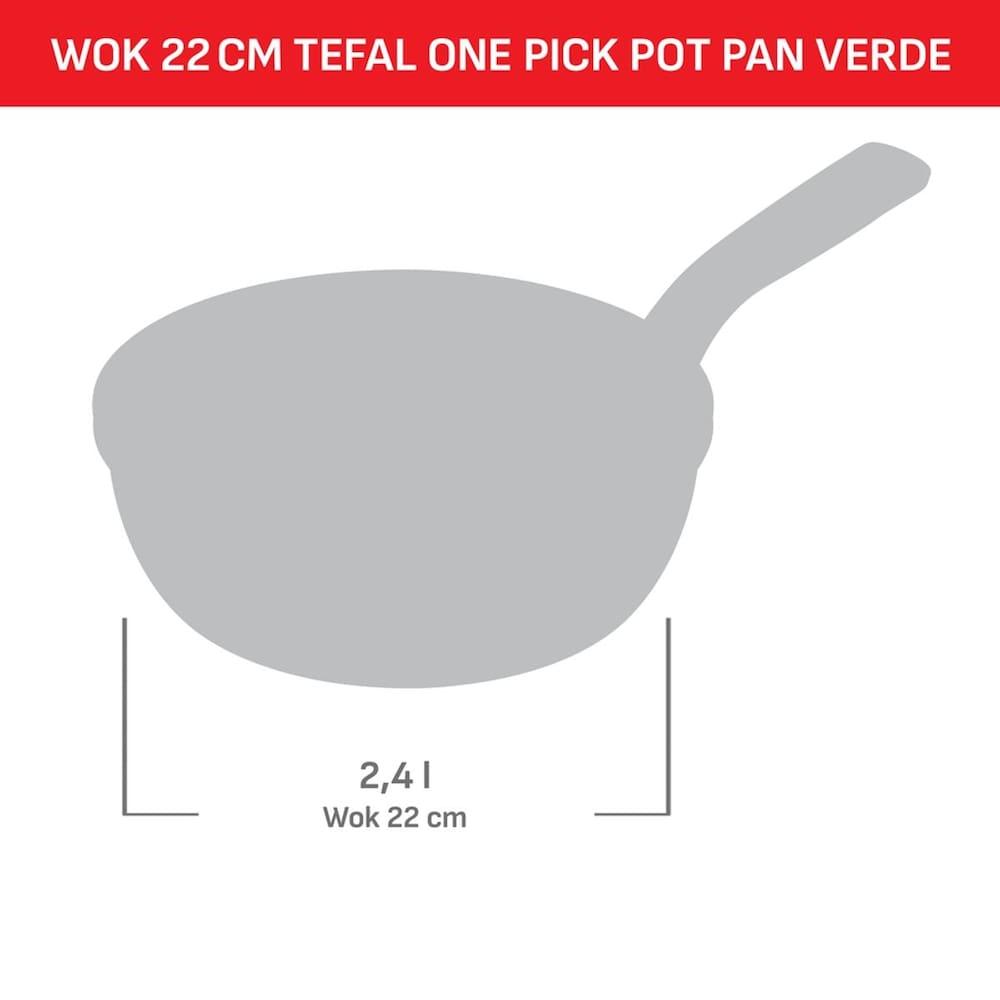 Panela Wok Tefal One Pick Pot 22cm Alumínio Antiaderente Indução Tampa Vidro Verde - 10