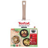 Panela Wok Tefal One Pick Pot 22cm Alumínio Antiaderente Indução Tampa Vidro Preto