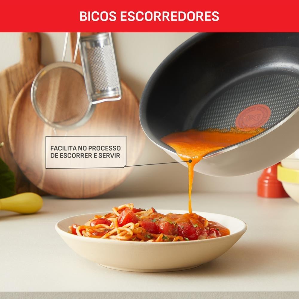 Panela Wok Tefal One Pick Pot 22cm Alumínio Antiaderente Indução Tampa Vidro Vanila - 8