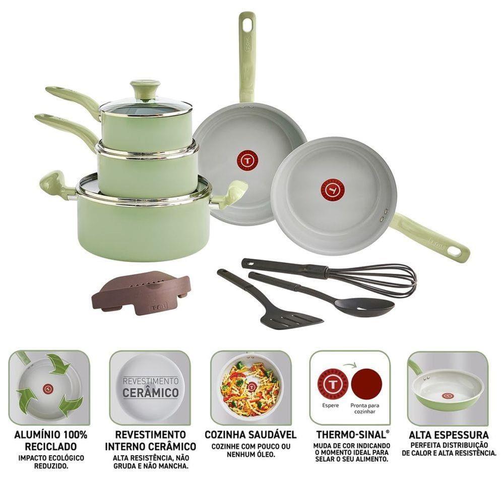 Jogo de Panelas Tefal Recycled Ceramic 9 Peças Revestimento Cerâmico Antiaderente Verde - 2