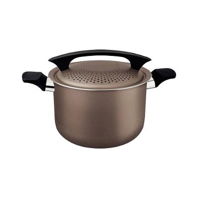 Espagueteira Tramontina Milazzo 22cm Alumínio Antiaderente Starflon Max Soft-touch Amêndoa
