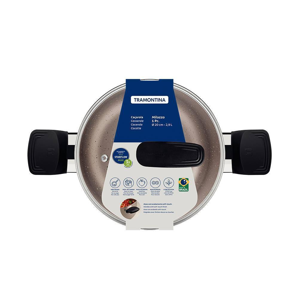 Caçarola Tramontina Milazzo 20cm Alumínio Antiaderente Starflon Max Soft-touch Amêndoa - 4
