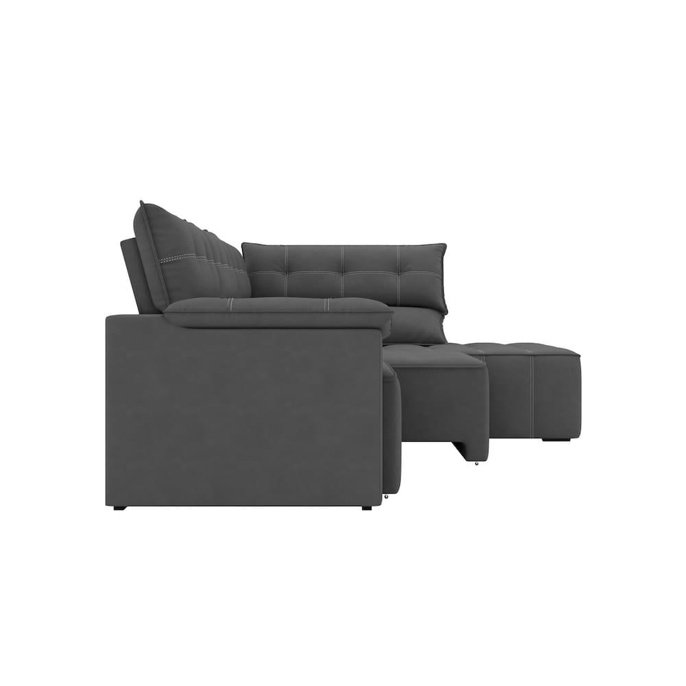 Sofá de Canto 5 Lugares Luizzi Santorini 230cm Retrátil Chaise Veludo - 4