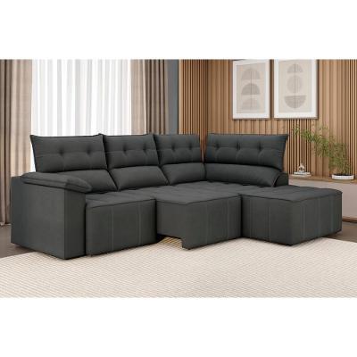 Sofá de Canto 5 Lugares Luizzi Santorini 230cm Retrátil Chaise Veludo