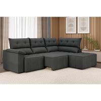 Sofá de Canto 5 Lugares Luizzi Santorini 230cm Retrátil Chaise Veludo - 1