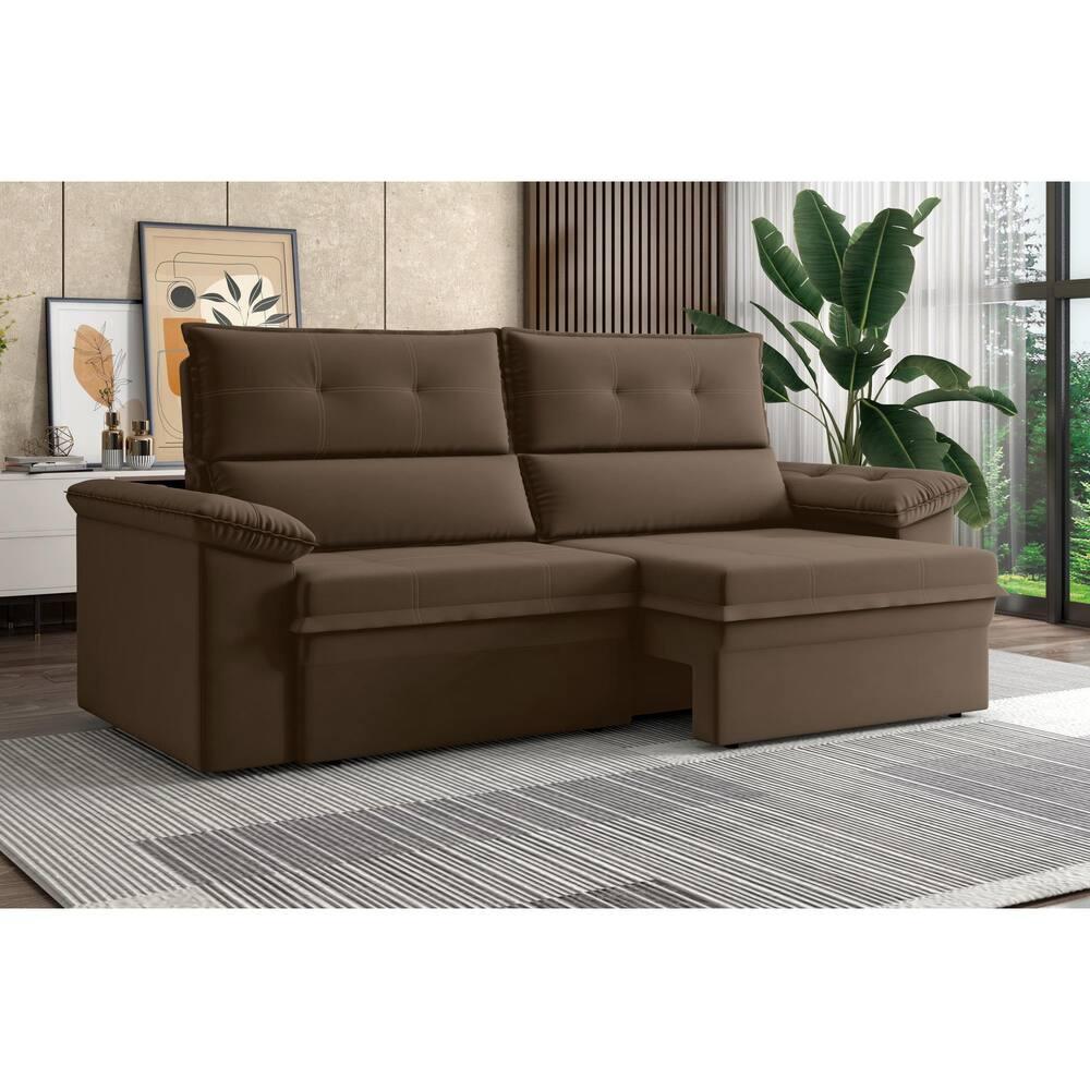 Sofá 3 Lugares Luizzi Alaska 205cm Retrátil Reclinável Veludo - 1