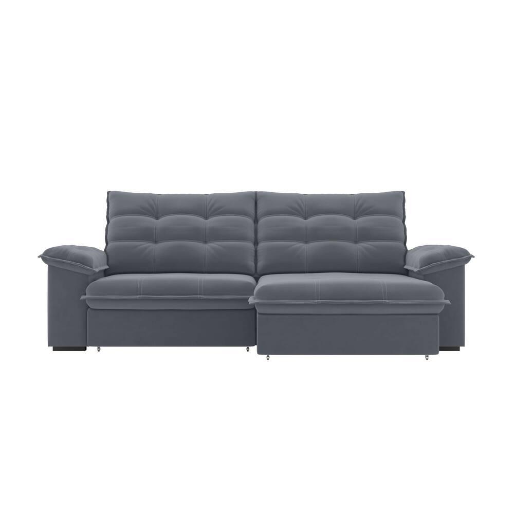 Sofá 5 Lugares Luizzi Puglia 250cm Retrátil Reclinável Veludo - 3
