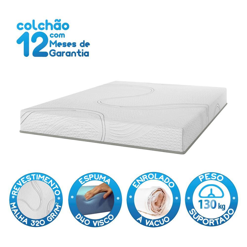 Colchão Bartira Viena Casal 20x138x188cm Viscoelástico D40+D33 Enrolado a Vácuo Branco - 4