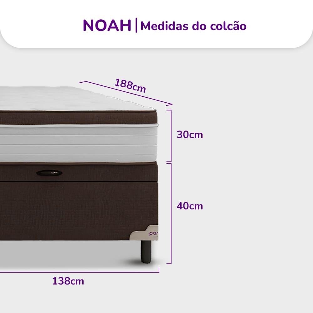 Cama Box Casal Portobel Noah 70x138x188cm Colchão Ortopédico Molas Ensacadas Box Baú Antialérgico - 9