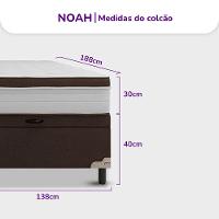 Cama Box Casal Portobel Noah 70x138x188cm Colchão Ortopédico Molas Ensacadas Box Baú Antialérgico - 9
