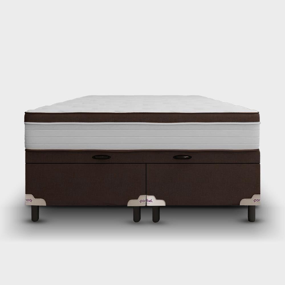 Cama Box King Size Portobel Noah 70x196x203 Colchão com Molas Ensacadas Box Baú Tecido Poliéster Marrom - 3