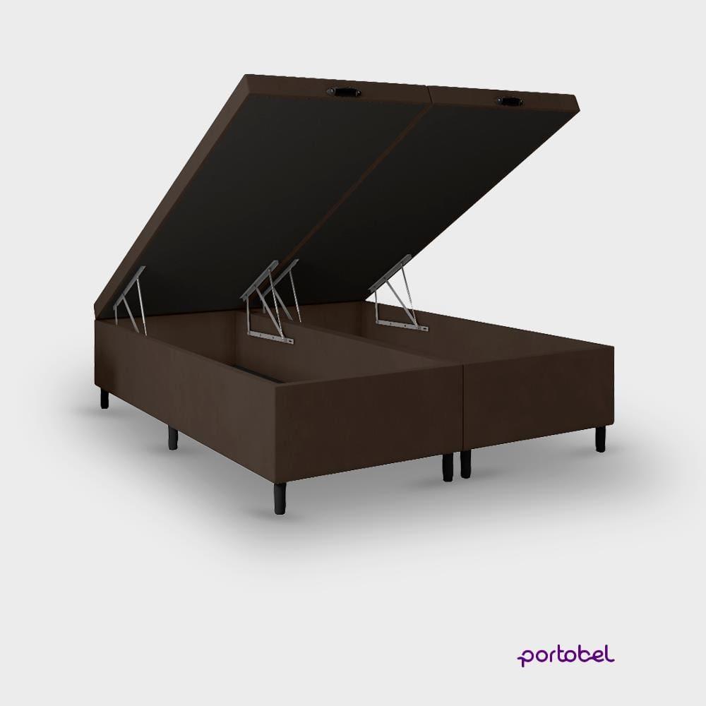 Cama Box King Size Portobel Noah 70x196x203 Colchão com Molas Ensacadas Box Baú Tecido Poliéster Marrom - 5