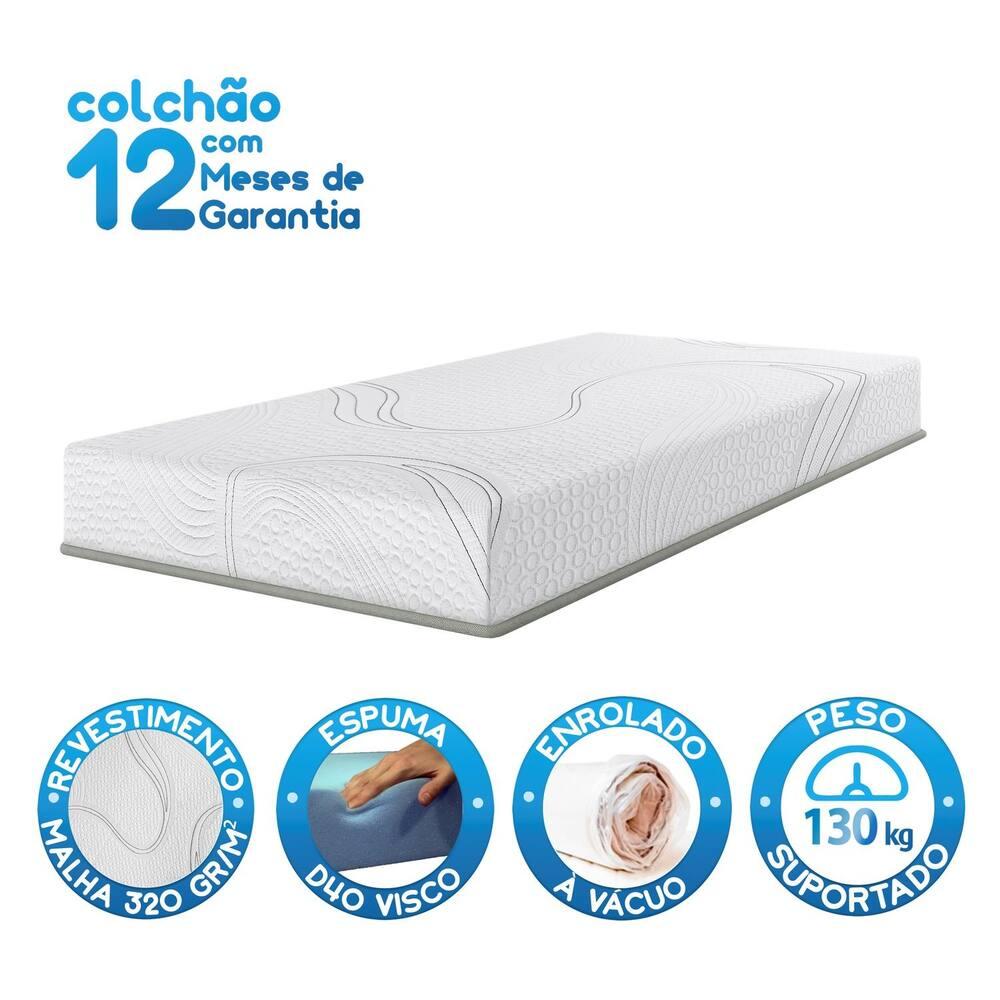 Colchão Bartira Viena Solteiro 20x88x188cm Viscoelástico D40+D33 Enrolado a Vácuo Branco - 4