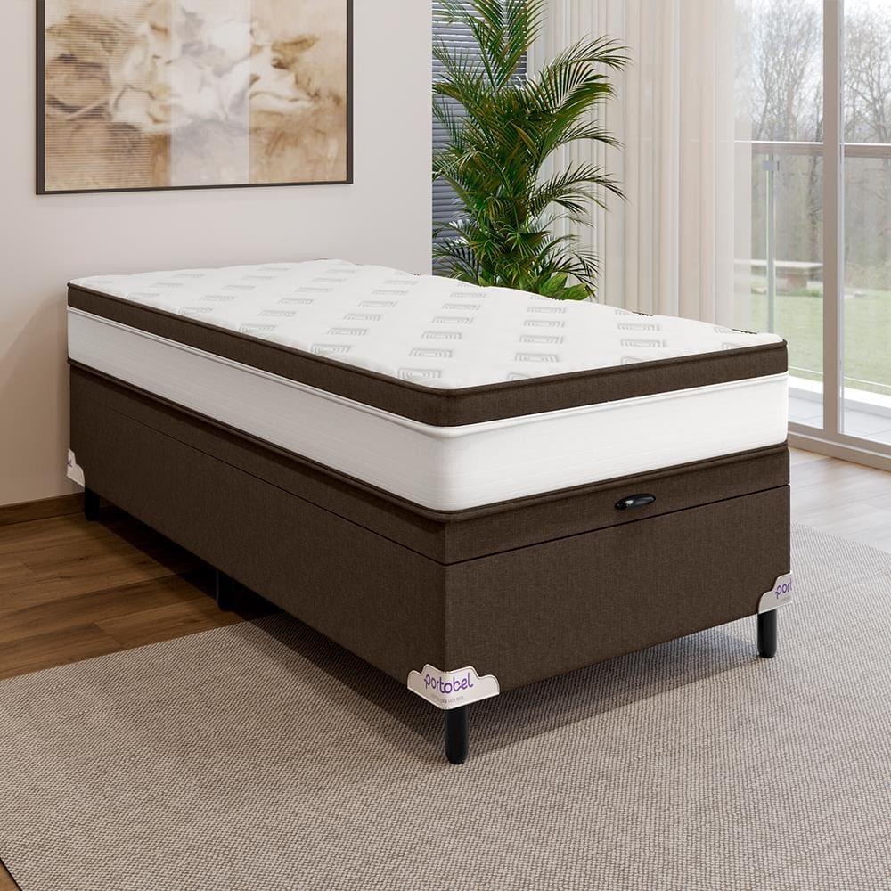 Cama Box Solteiro Portobel Noah 65x88x188cm Colchão Ortopédico Molas Ensacadas Box Baú Antiácaro - 1