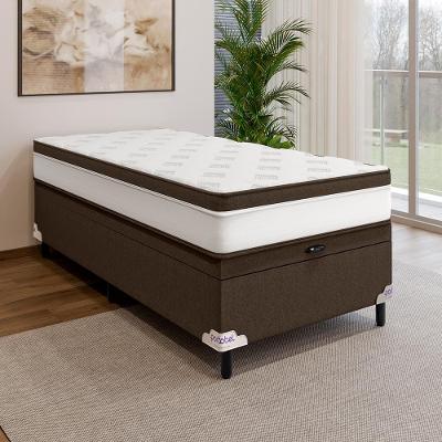 Cama Box Solteiro Portobel Noah 65x88x188cm Colchão Ortopédico Molas Ensacadas Box Baú Antiácaro