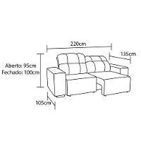 Sofá 3 Lugares Besthouse Arezzo com Assento Retrátil e Encosto Reclinável em Revestimento Suede Veludo 215 cm de Largura - 4