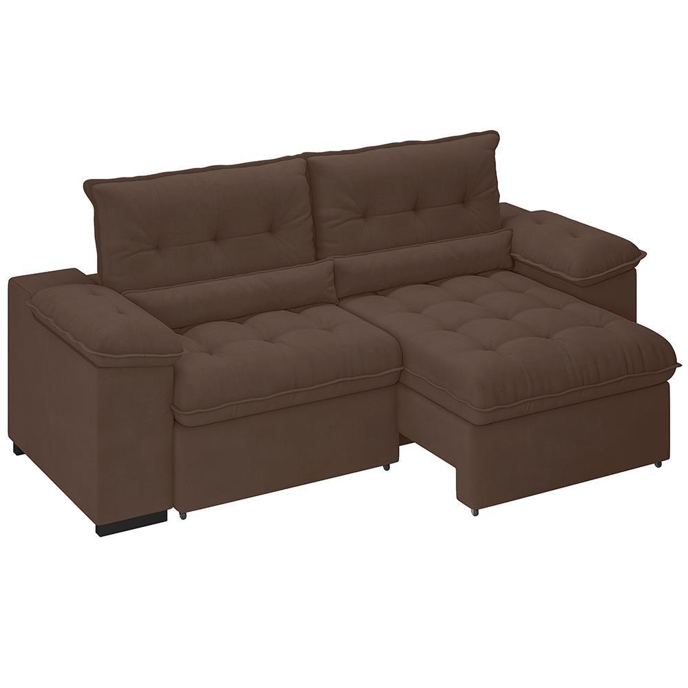 Sofá 3 Lugares Besthouse Arezzo com Assento Retrátil e Encosto Reclinável em Revestimento Suede Veludo 215 cm de Largura - 1