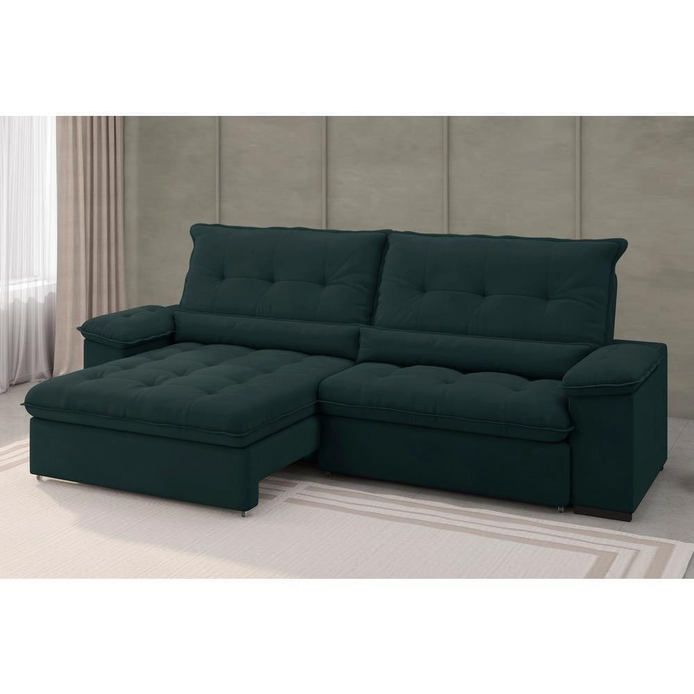 Sofá 3 Lugares Besthouse Arezzo com Assento Retrátil e Encosto Reclinável em Revestimento Suede Veludo 215 cm de Largura - 4