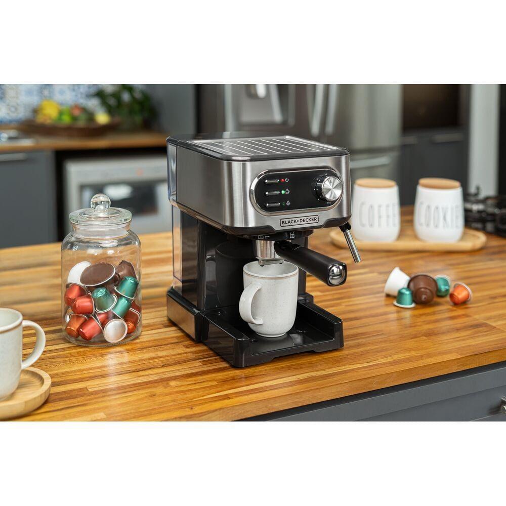 Cafeteira Espresso Black+Decker CE1100G Gourmand Gris 1100W Multifunções 1,5L Inox - 9