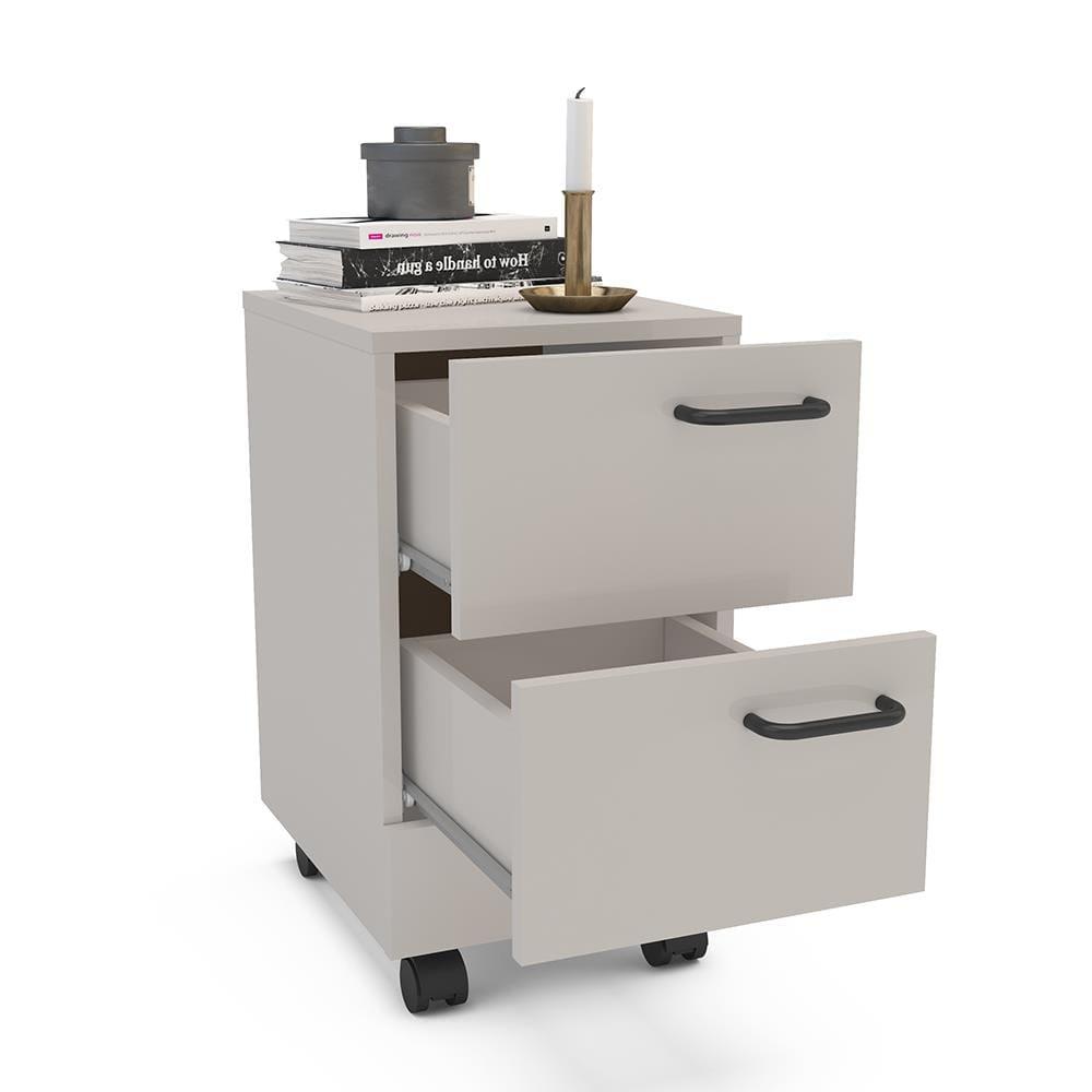 Gaveteiro Politorno Osaka 2 Gavetas com Rodízios 51cm Compacto Vertical MDP - 3