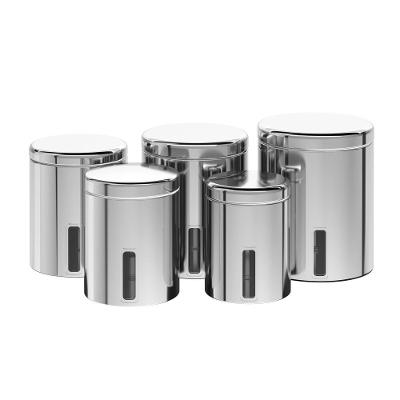 Conjunto de Potes para Mantimentos Brinox Suprema 5 Peças com Visor Inox