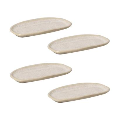 Conjunto de Travessas Ovais Rasas Mini Porto Brasil Orgânico Latte 16,5x8cm - 4 Peças