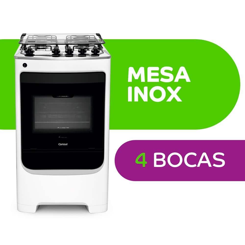 Fogão Consul 4 Bocas CFO4NAB com Mesa de Inox, Acendimento Automático e Design Frente Única Bivolt - Branco - 2
